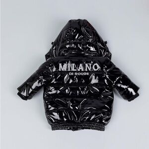 Milano Di Rouge Shiny Black Hooded Jacket